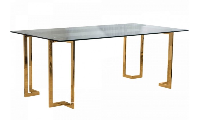 Table de salle à manger ultra design en verre transparent en acier inoxydable gold GEMLO-3