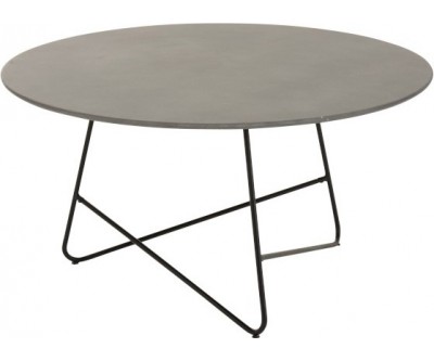 Table Basse Valou Ronde Ciment/Acier Inoxydable Gris/Noir