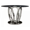 Table de salle à manger rond ultra design en acier inoxydable silver en verre HOLTZ