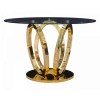 Table de salle à manger rond ultra design en acier inoxydable gold en verre HOLTZ