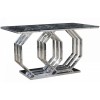 Table de salle à manger ultra design en verre transparent en acier inoxydable silver poli LUXURO