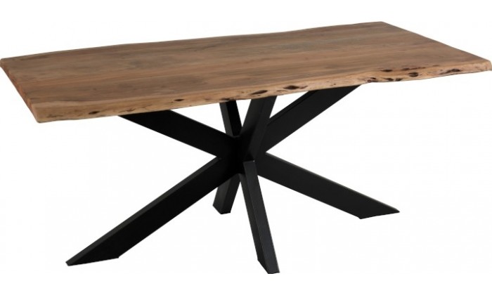 Table De Salon Plateau Irregulier Metal/Bois Noir/Naturel