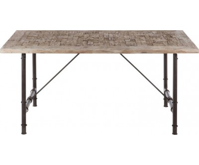 Table A Manger Rectangulaire Bois/Metal Gris 180X90X75Cm