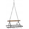 Etagere Suspendue Cuisine Avec Crochets Metal/Bois Noir