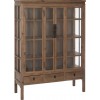 Vitrine 3 Planches 3 Tiroirs Bois/Verre Naturel 130X45X175Cm