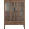 Vitrine 3 Planches 3 Tiroirs Bois/Verre Naturel 130X45X175Cm