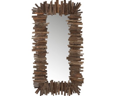 Miroir Rectangulaire Morceaux Bois Recycle Marron Large