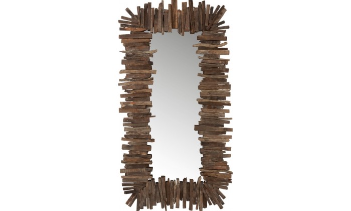 Miroir Rectangulaire Morceaux Bois Recycle Marron Large