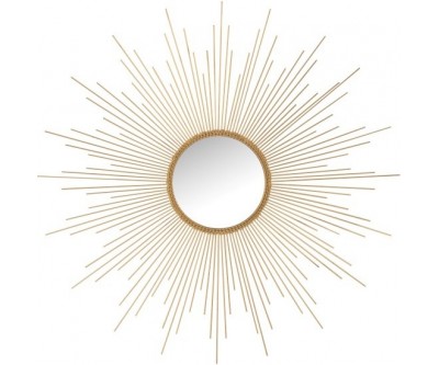 Miroir Barres Irregulieres Rond Metal/Verre Mat Or