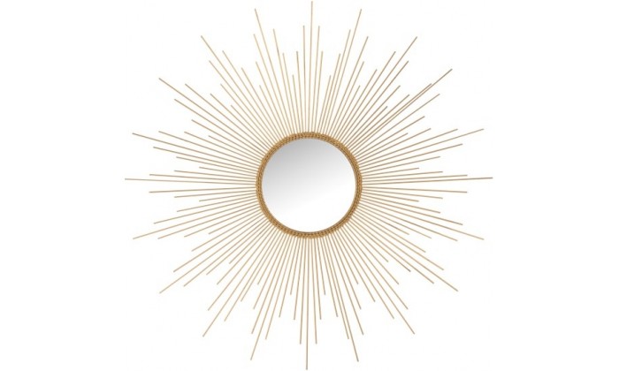 Miroir Barres Irregulieres Rond Metal/Verre Mat Or