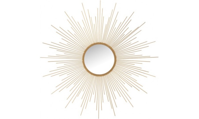 Miroir Barres Irregulieres Rond Metal/Verre Mat Or