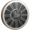 Horloge Ronde + Led Mecanisme Miroir Argent/Champagne