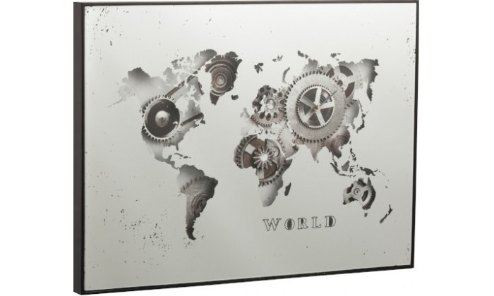 Horloge Mappemonde Miroir Argent