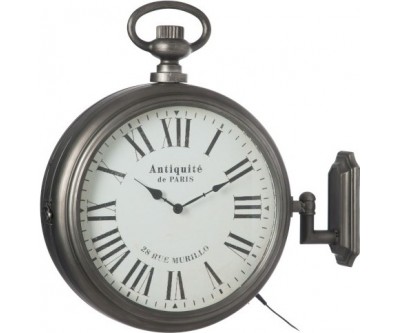 Horloge Antique 2 Cotes Led Metal Gris