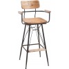 Tabouret De Bar Bistro Metal/Bois Naturel/Noire