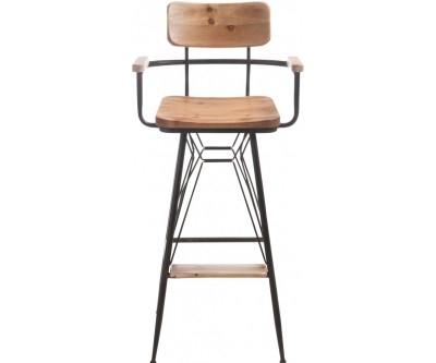 Tabouret De Bar Bistro Metal/Bois Naturel/Noire