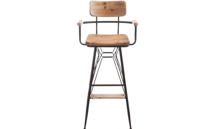 Tabouret De Bar Bistro Metal/Bois Naturel/Noire