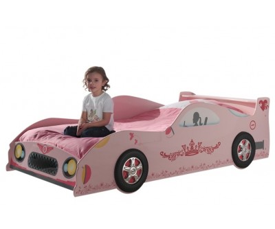 Lit enfant voiture fille rose PAPILLON