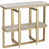 Console Dyca 2 Planches Bois De Manguier/Metal Blanc/Or