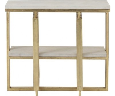 Console Dyca 2 Planches Bois De Manguier/Metal Blanc/Or