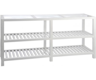 Console Rectangulaire 2 Planches Croix Bois/Verre Blanc