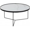 Table Basse Ronde Mdf/Fer Noir/Blanc Marbré