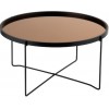 Table De Salon Miroir Rond Mdf/Metal Noir/Rose Glossy Large