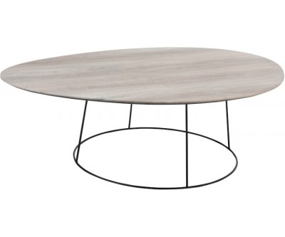 Table De Salon Ovale Mdf/Metal Naturel/Noir Large