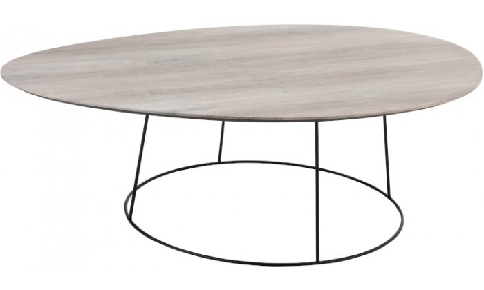 Table De Salon Ovale Mdf/Metal Naturel/Noir Large