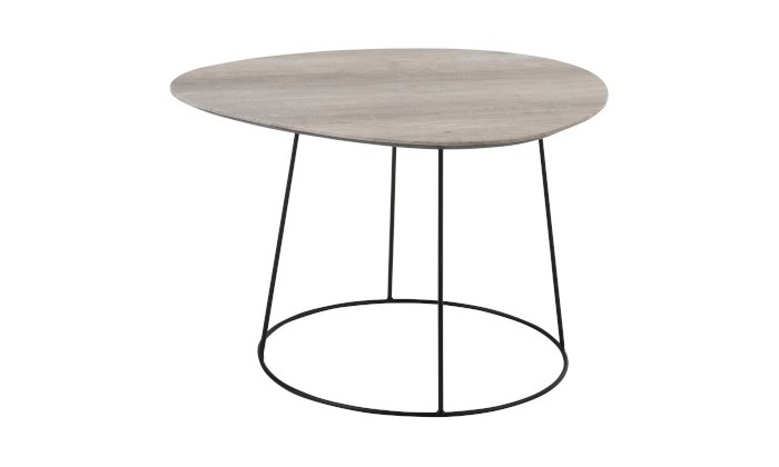 Table De Salon Ovale Mdf/Metal Naturel/Noir Small