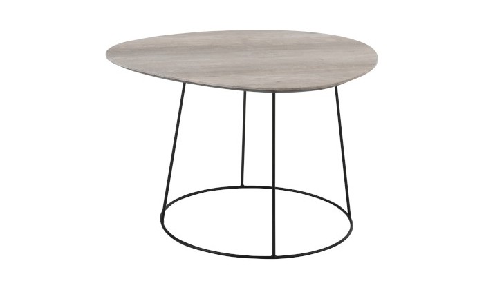 Table De Salon Ovale Mdf/Metal Naturel/Noir Small