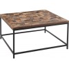 Table Mosaique Carree Bois Recycle/Metal Marron