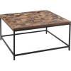 Table Mosaique Carree Bois Recycle/Metal Marron