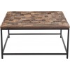 Table Mosaique Carree Bois Recycle/Metal Marron