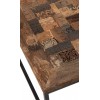 Table Mosaique Carree Bois Recycle/Metal Marron