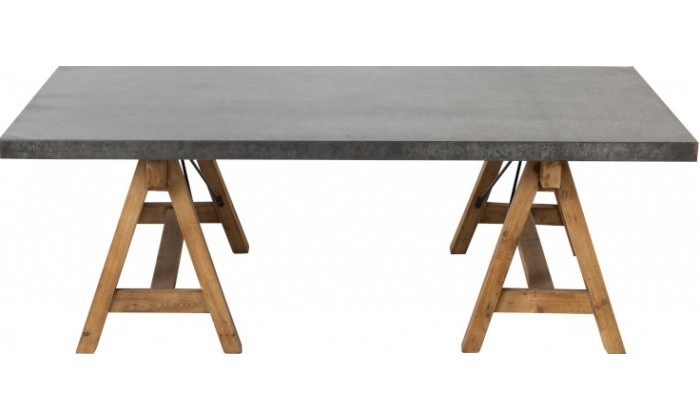 Table De Salon Rectangulaire Bois/Metal Gris/Naturel