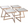 Table De Salon 4 Parties Carree Metal/Verre Cuivre