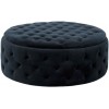 Pouf Rond Boutons Wilson Velours Bouleau Anthracite