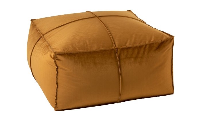 Pouf Carre Velours Ocre