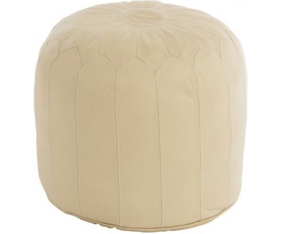 Pouf Rond Cuir Beige