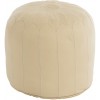 Pouf Rond Cuir Beige