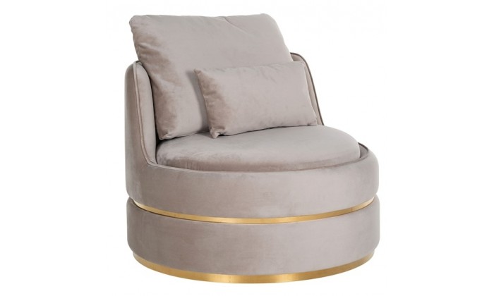 Fauteuil kaki velours / Or Kylie