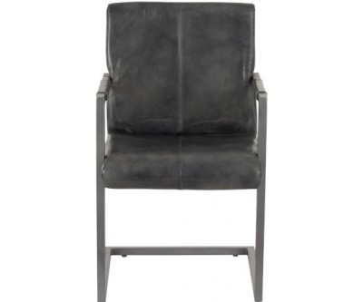 Chaise Cuir/Metal Gris