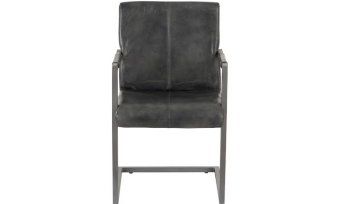 Chaise Cuir/Metal Gris