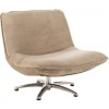 Fauteuil 1 Personne Pivotable Velours Beige Metal Argent