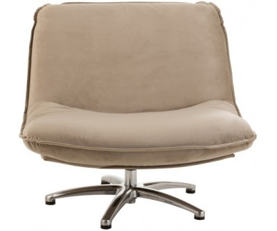 Fauteuil 1 Personne Pivotable Velours Beige Metal Argent