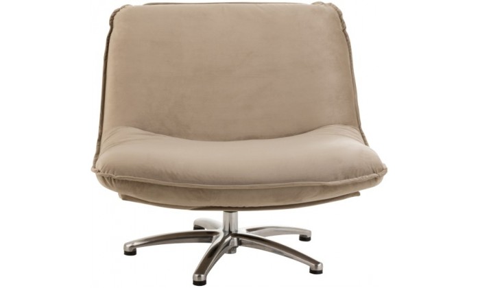 Fauteuil 1 Personne Pivotable Velours Beige Metal Argent