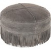 Pouf Franges Rond Cuir Gris