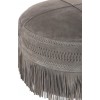 Pouf Franges Rond Cuir Gris