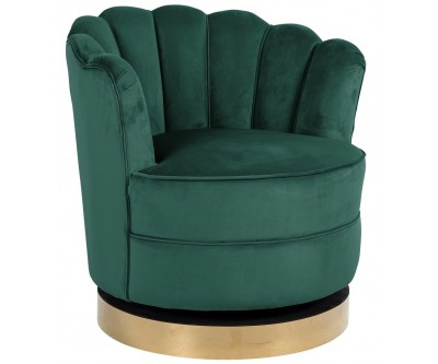 Fauteuil pivotante en velours  vert  / gold Mila